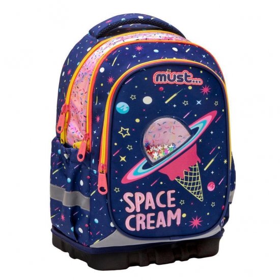 Must Unique Space Cream Σχολική Τσάντα Πλάτης Δημοτικού – Σχέδιο Διαστημικό Παγωτό με Πούλιες